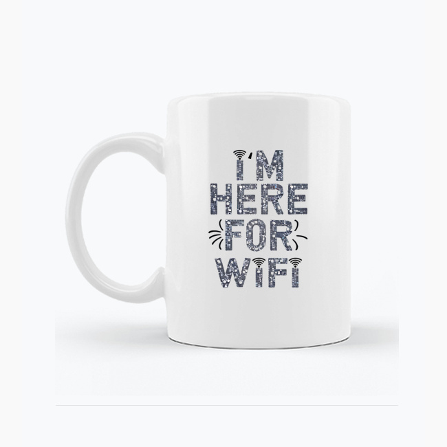 Biały kubek 330ml - I'm Here for WI-FI