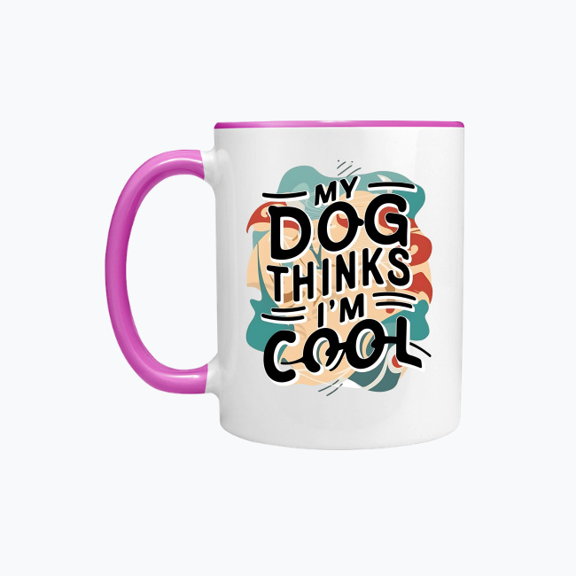Kubek kolorowy 330ml - My dog thinks I'm cool - obrazek 5