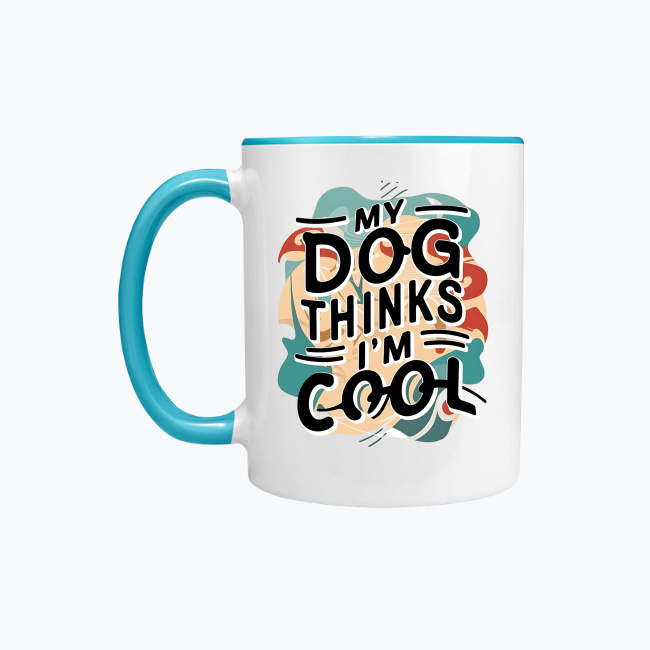 Kubek kolorowy 330ml - My dog thinks I'm cool - obrazek 7