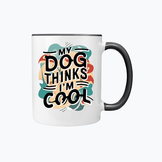 Kubek kolorowy 330ml - My dog thinks I'm cool - obrazek 2