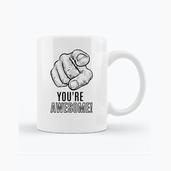 Biały kubek 330ml - YOU'RE AWESOME! - obrazek 2