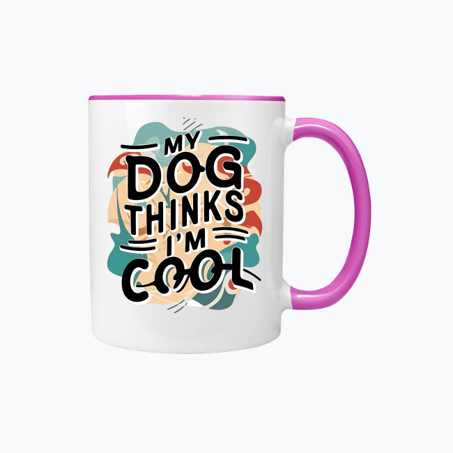Kubek kolorowy 330ml - My dog thinks I'm cool - obrazek 6