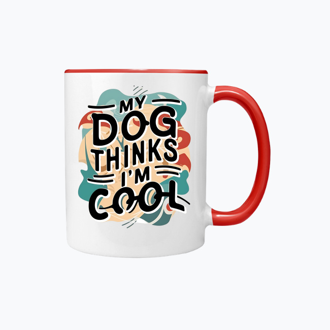 Kubek kolorowy 330ml - My dog thinks I'm cool - obrazek 4