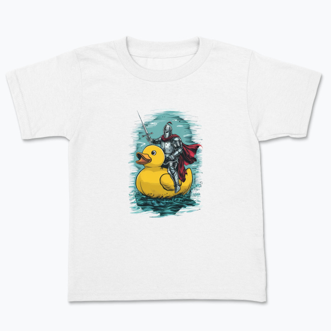 Koszulka dziecięca z nadrukiem - Rycerz na gumowej kaczce