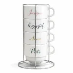 Filiżanki z nadrukiem Solo, komplet z metalowym standem - Twój Projekt