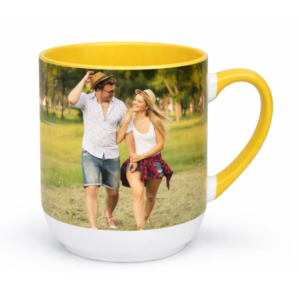 Kubek kawowy personalizowany żółty 300ml