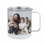 Personalizowany kubek stalowy light z uchwytem, 330ml - Twój Projekt - Biały