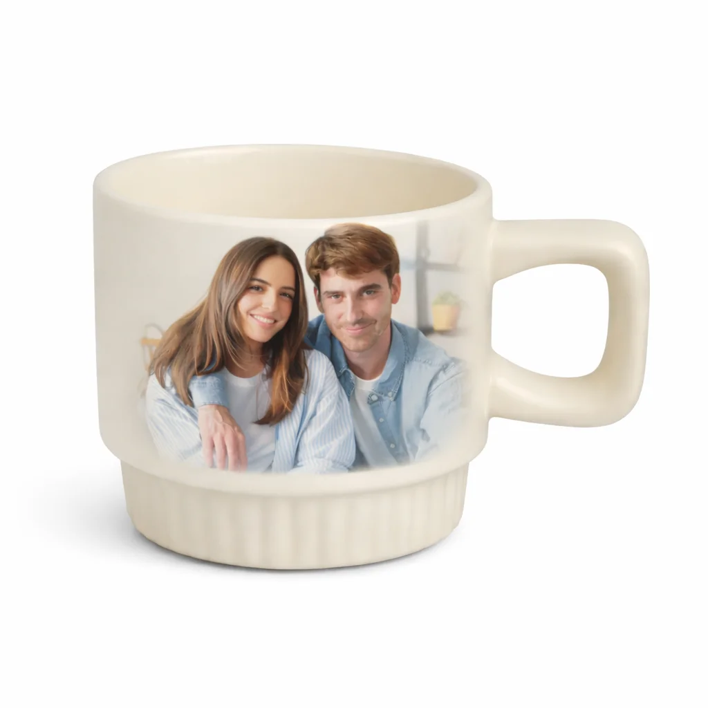 Pastelowy kubek z nadrukiem Fedra Light, 300 ml - Twój Projekt - Biały