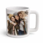 Stylowy kubek z nadrukiem, matowy, kwadratowe ucho - Twój Projekt - Biały