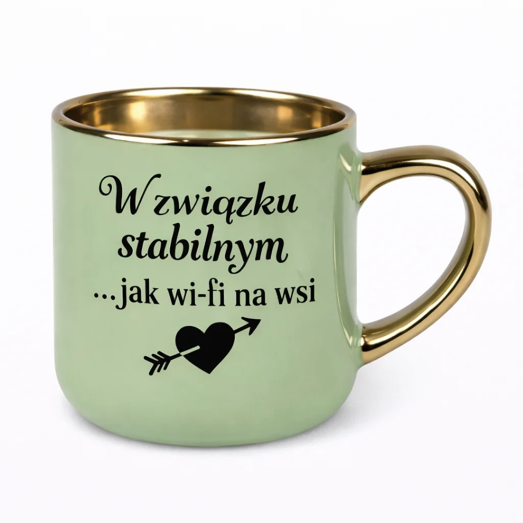 Kubek elegancki, Premium, złote wykończenie - Twój Projekt - obrazek 2