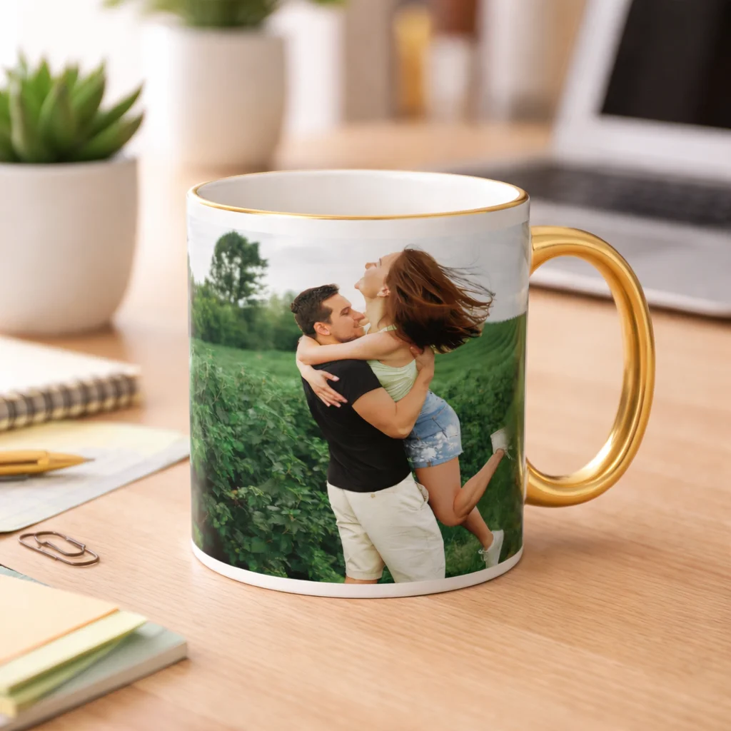 Kubek ze złotym uchwytem, 330ml - Twój Projekt - obrazek 2